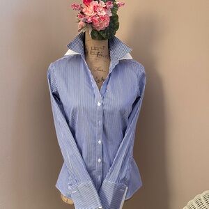 Brooks Brothers Blue and White Striped Button-Up Shirt